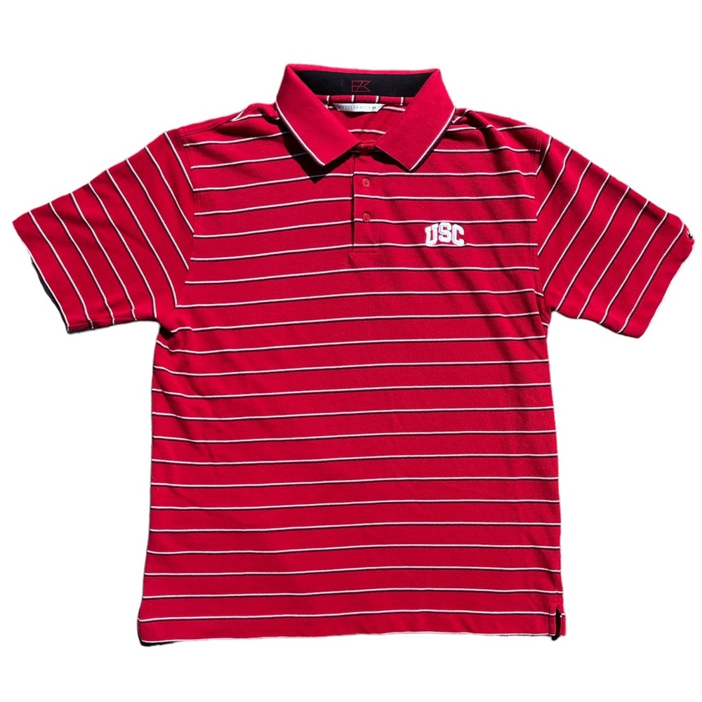 Vintage USC Trojans Retro Striped Polo Tee